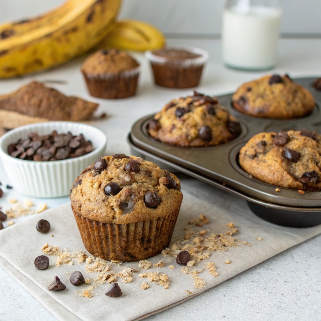 Greek Yogurt Chocolate Oatmeal Banana Muffins