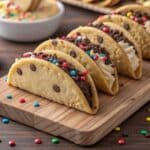 Cheesecake Cookie Dough Tacos – The Most Irresistible Dessert Mashup Ever 9 Cheesecake Cookie Dough Taco topped with chocolate chips and berries