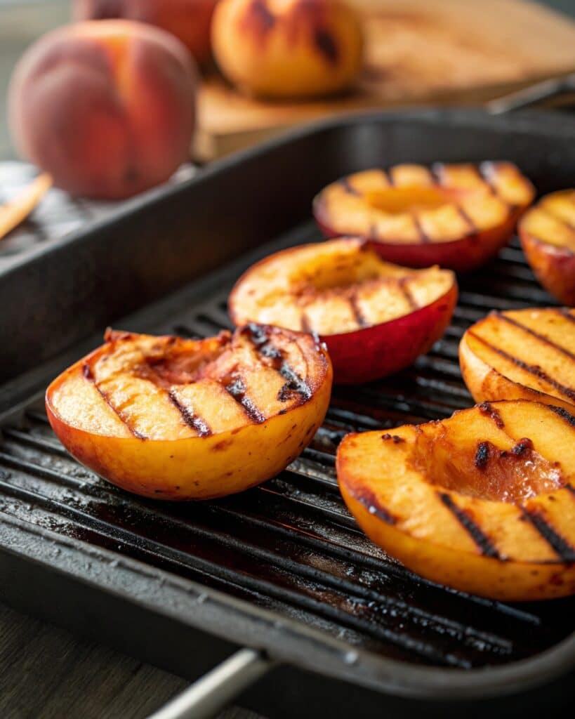 grilled peach slices for peach burrata salad