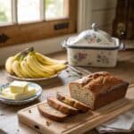 Bisquick Banana Bread Recipe: Quick, Moist & Absolutely Easy 9 Bisquick banana bread loaf sliced on a farmhouse kitchen counter