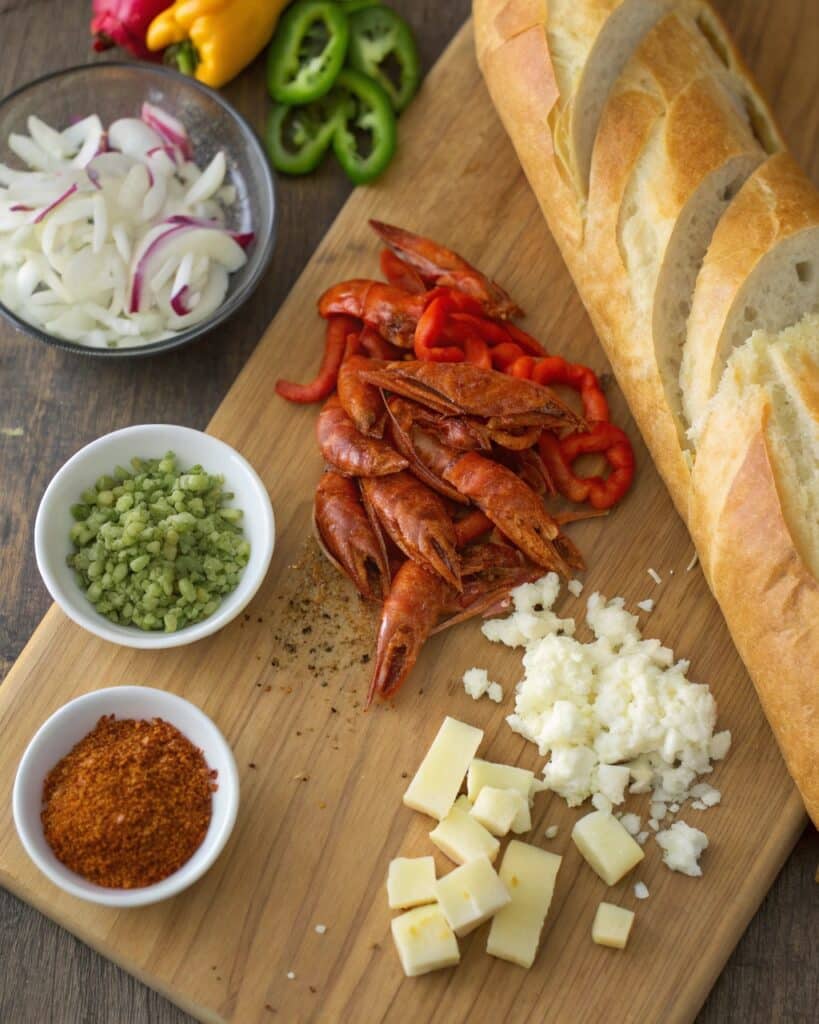 Crawfish Bread Recipe: How to Make This Southern Favorite at Home 6 crawfish bread ingredients laid out