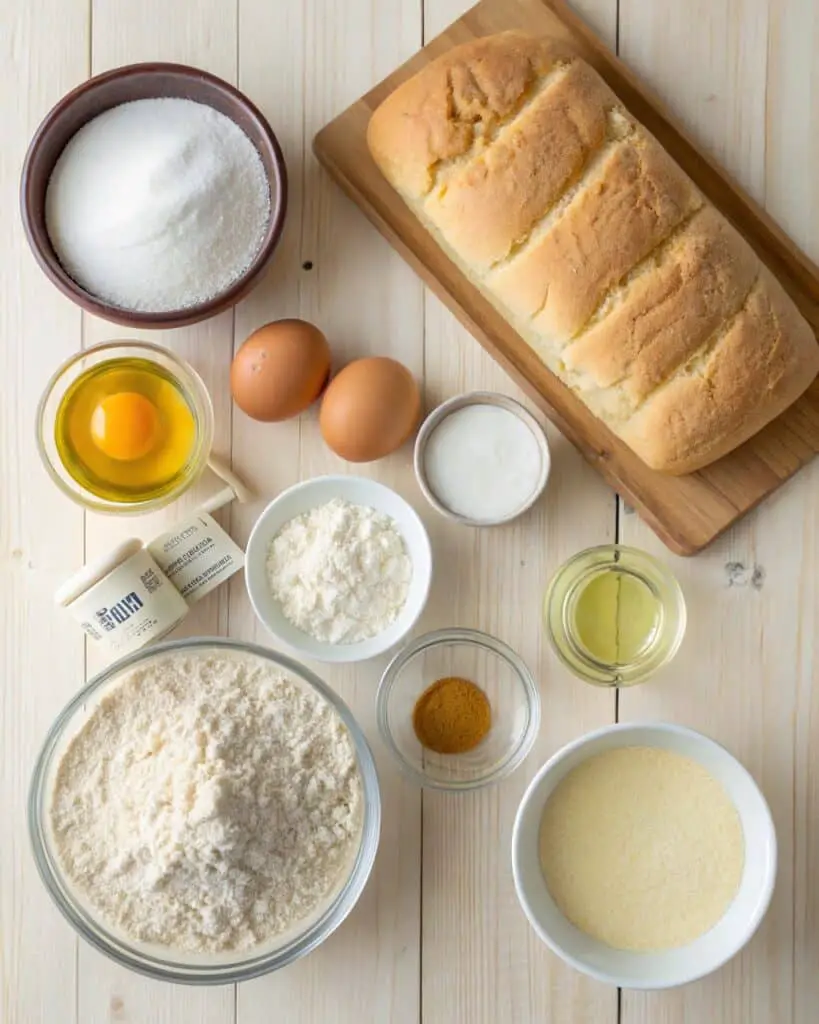 Subway Bread Recipe: Make Soft, Fluffy Sandwich Rolls at Home 6 Subway bread ingredients flat lay