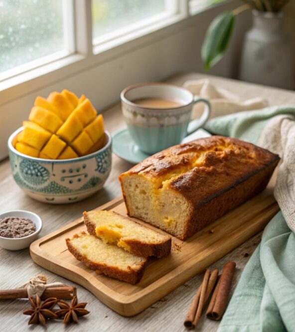 Mango Bread Recipe – A Simple Slice of Sunshine 12 Mango bread recipe freshly baked and sliced