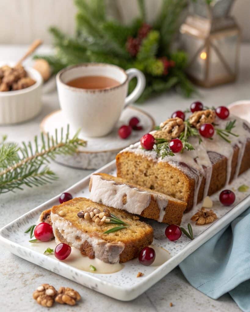 Christmas Bread Recipe That Warms Every Holiday Morning 8 Sliced Christmas bread recipe with glaze and festive serving