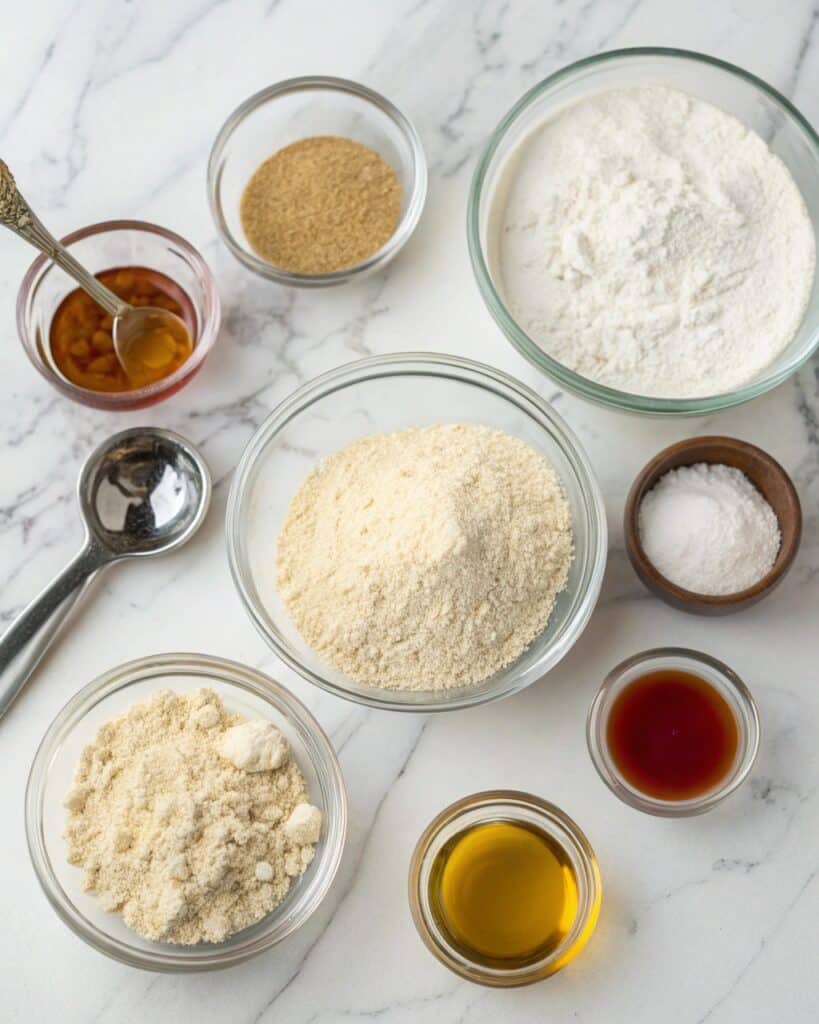 Gluten Free Pita Bread Recipe That Actually Puffs – Soft, Simple & Delicious 6 Gluten free pita bread ingredients on marble