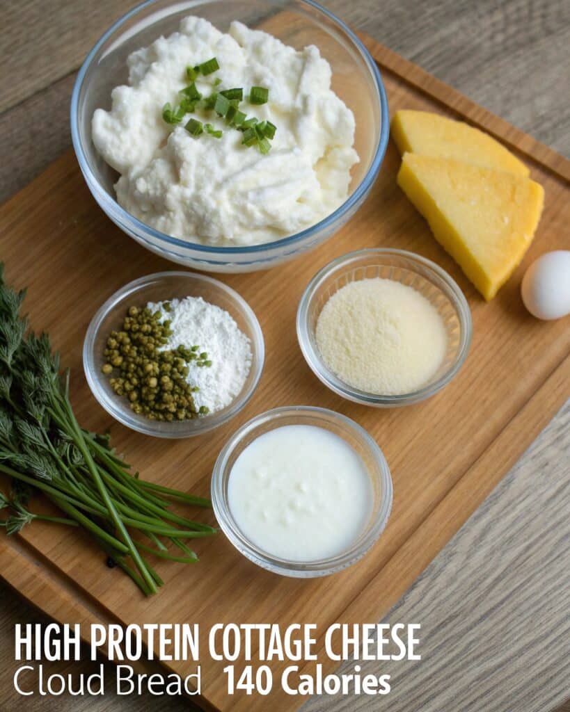 High Protein Cottage Cheese Cloud Bread 7 a flat lay of ingredients for high protein cottage