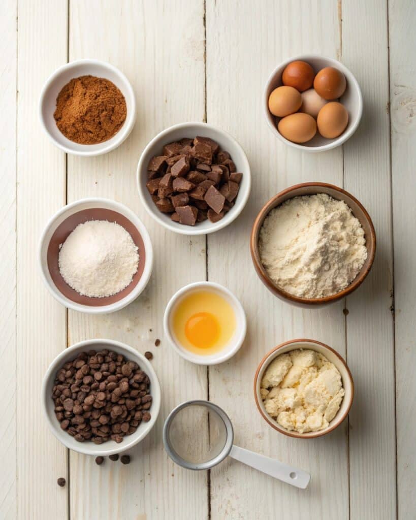 Cottage Cheese Brownies (Without Sugar!) – A Kyoto Kitchen Story 9 overhead shot of measured ingredients for cottage