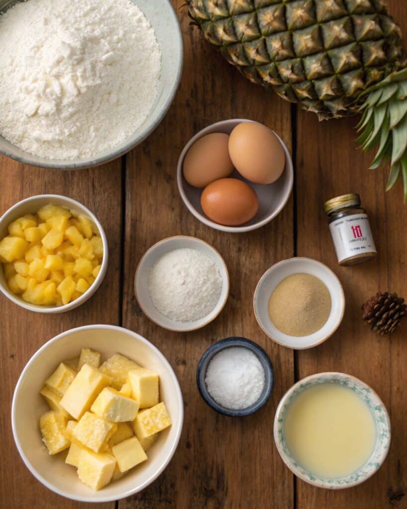 pineapple bread ingredients flat lay