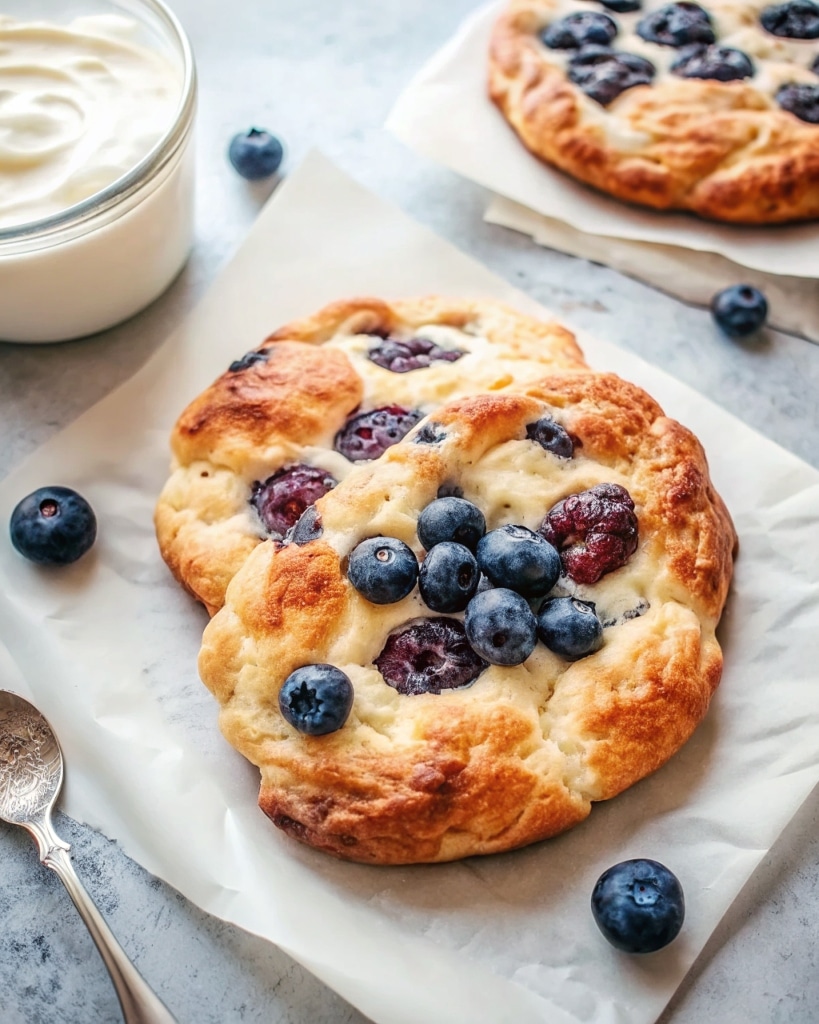 blueberry fluffy cottage cheese cloud bread on plate