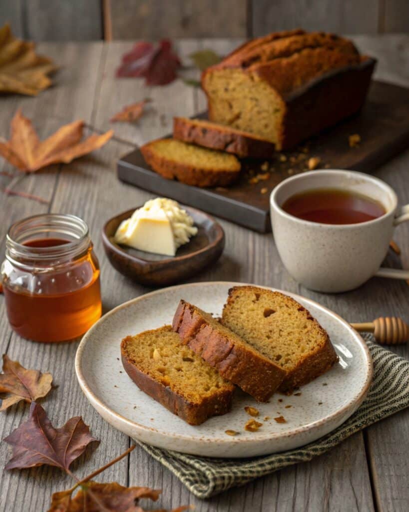 serving gluten free pumpkin bread slices