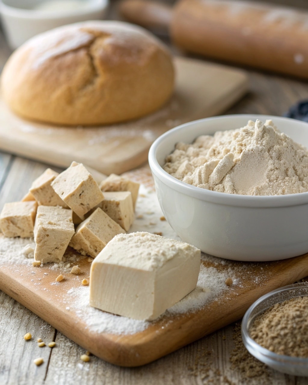 a close up of fresh yeast active dry yeast and i