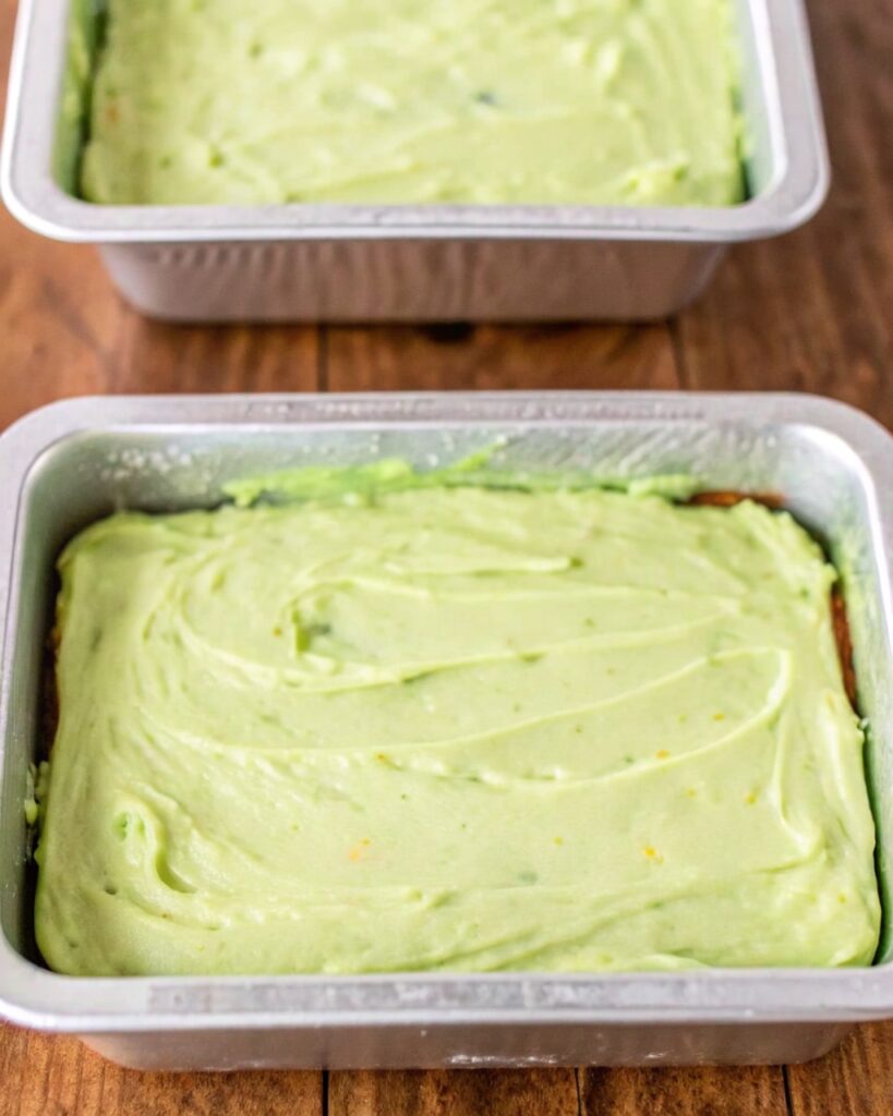 making pistachio bread batter process