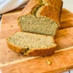 Homemade lentil bread recipe freshly baked loaf on wooden board