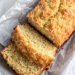 coconut bread recipe loaf on cutting board
