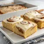 Soft Cinnamon Roll Bars with Vanilla