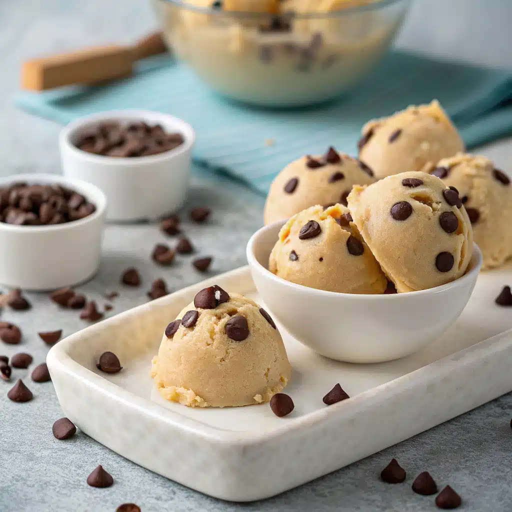 Frozen Greek Yogurt Peanut Butter Bites with Chocolate Chips