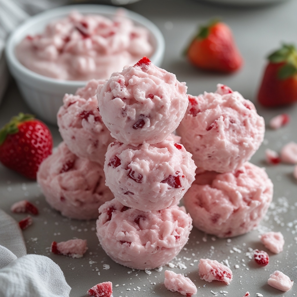 Frozen Strawberry Yogurt Cottage Cheese Bites