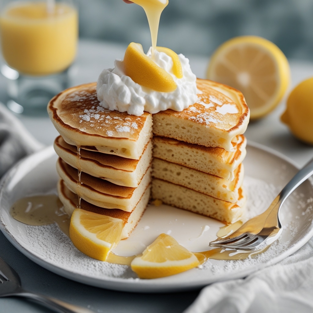 Fluffy Lemon Cottage Cheese Pancakes