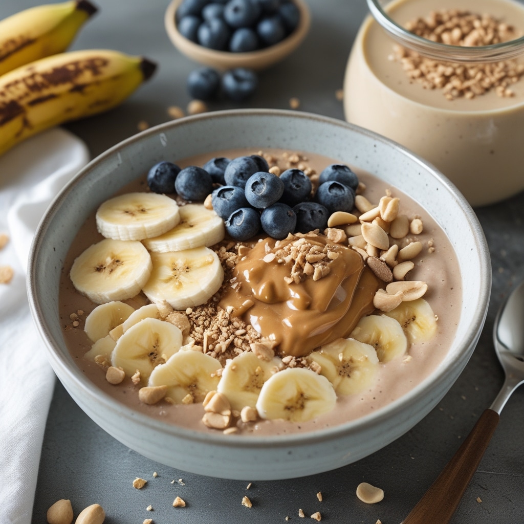 High-Protein Peanut Butter Banana Smoothie Bowls
