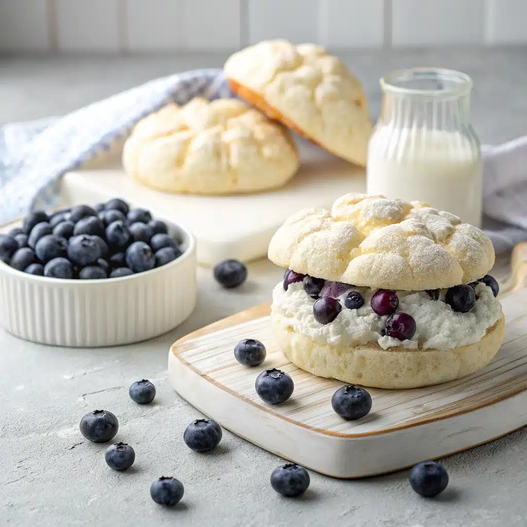 Blueberry Fluffy Cottage Cheese Cloud Bread