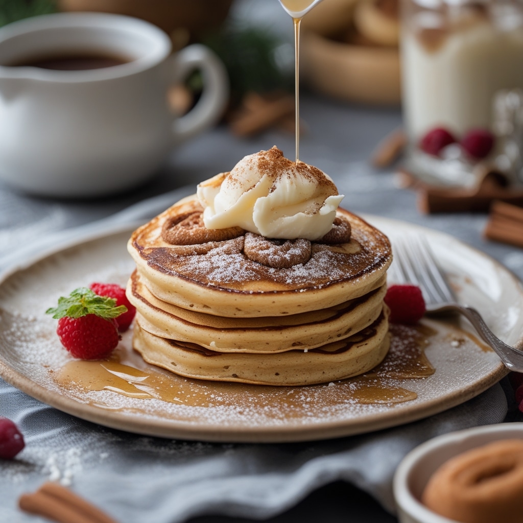 Cinnamon Roll Cottage Cheese Pancakes