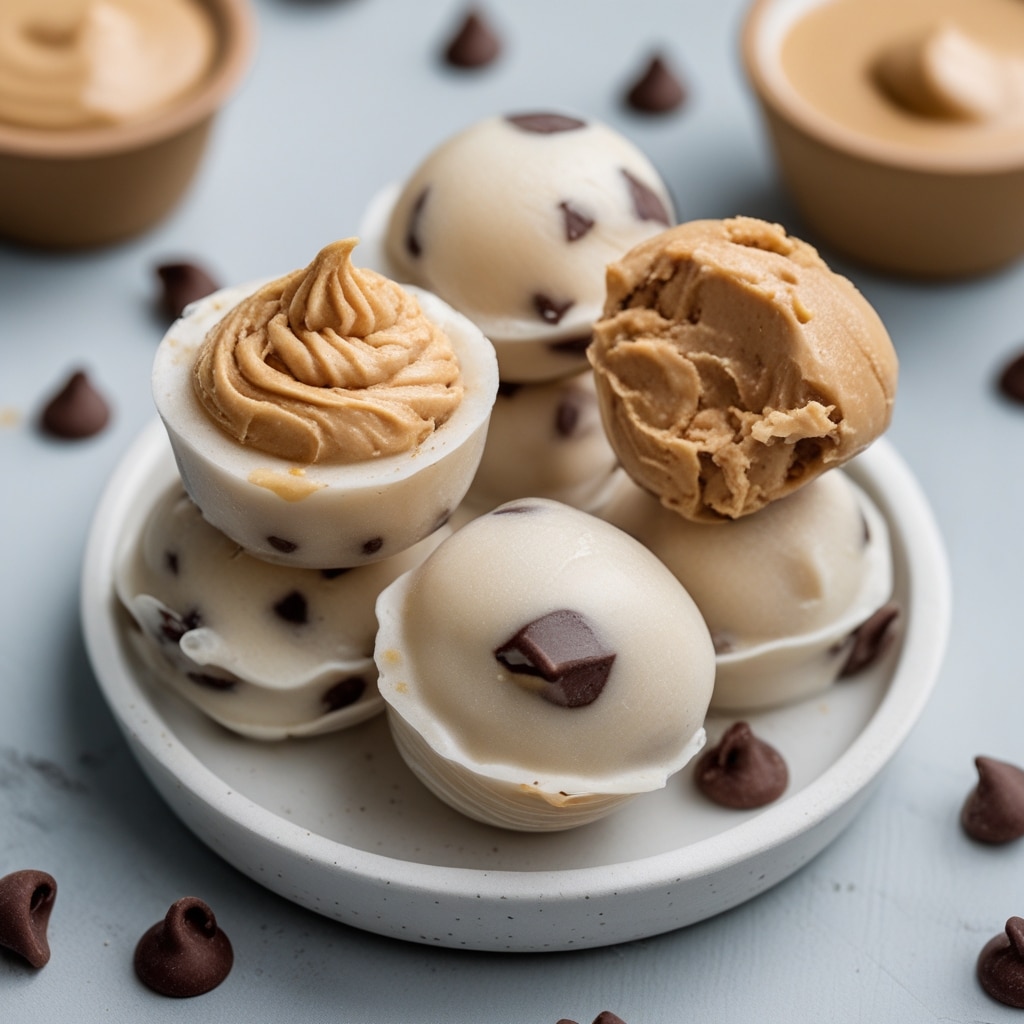 Frozen Greek Yogurt Peanut Butter Bites with Chocolate Chips