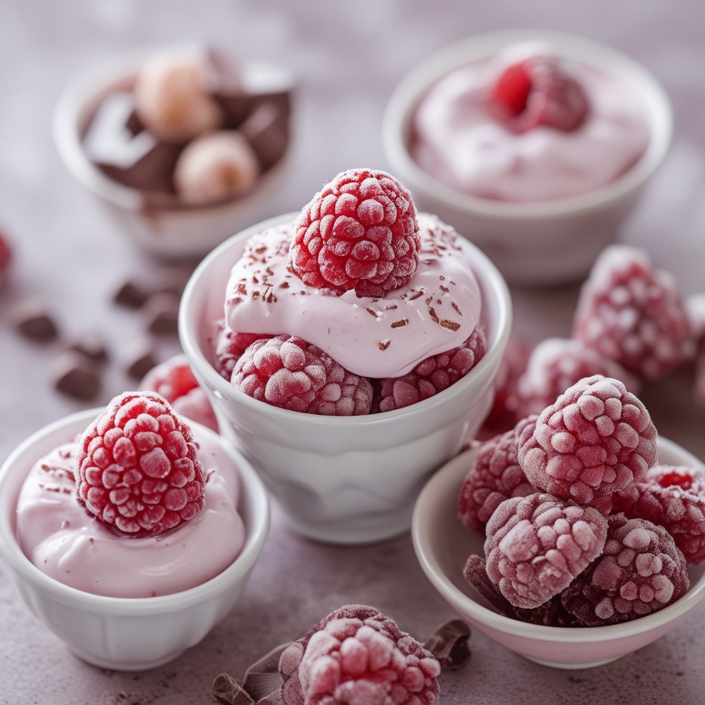 Frozen Raspberry Chocolate Yogurt Clusters