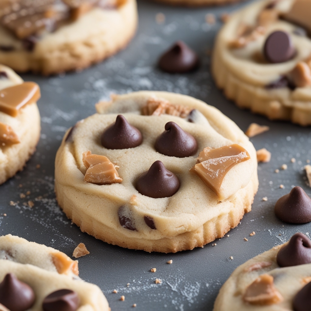 Sweet Chocolate Chip and Toffee Shortbread Cookies