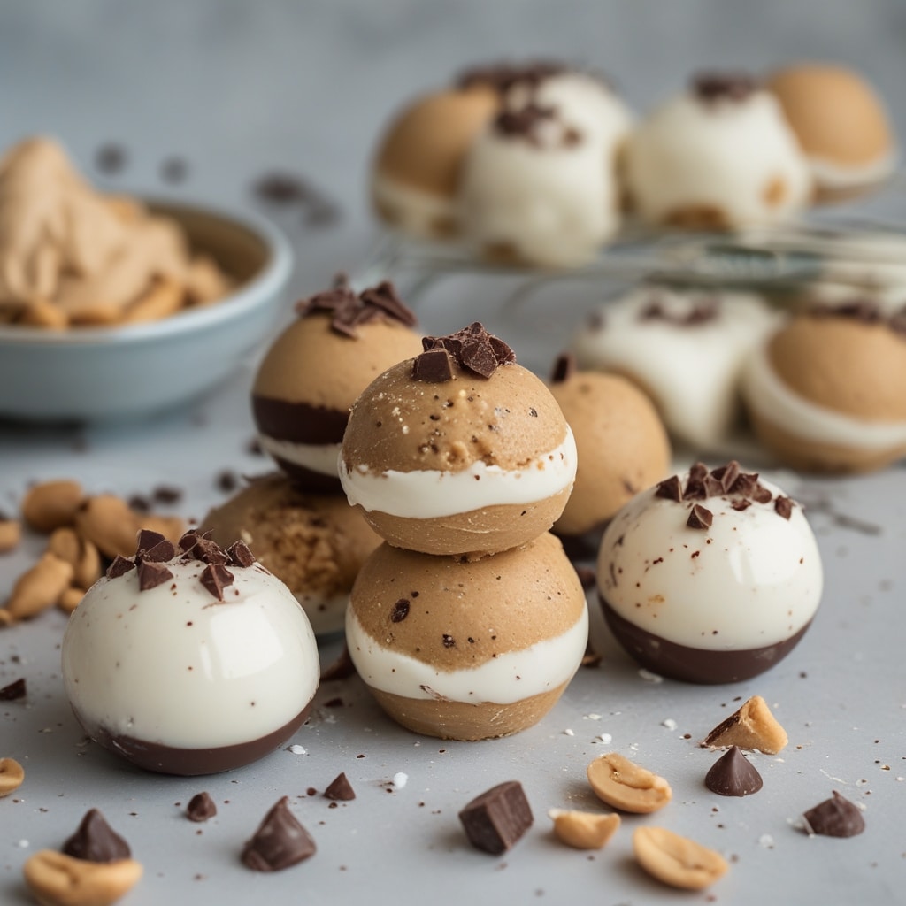 Peanut Butter Frozen Yogurt Bites (with Greek Yogurt + Chocolate)