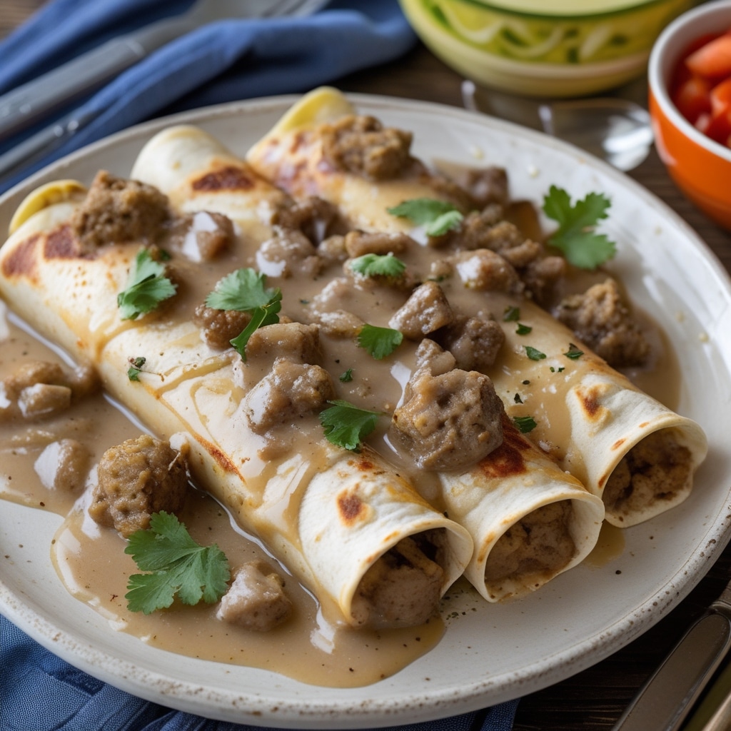 Southern Breakfast Enchiladas with Sausage Gravy