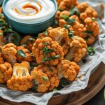 Spicy Buffalo Cauliflower Wings with Yogurt Dip