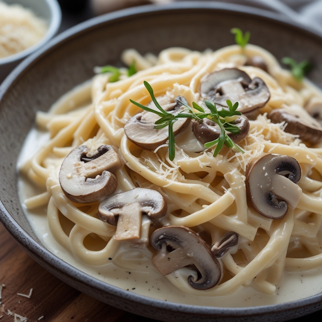 Creamy garlic mushroom pasta