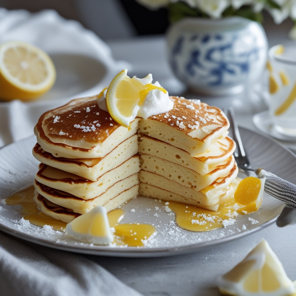 Fluffy Lemon Cottage Cheese Pancakes
