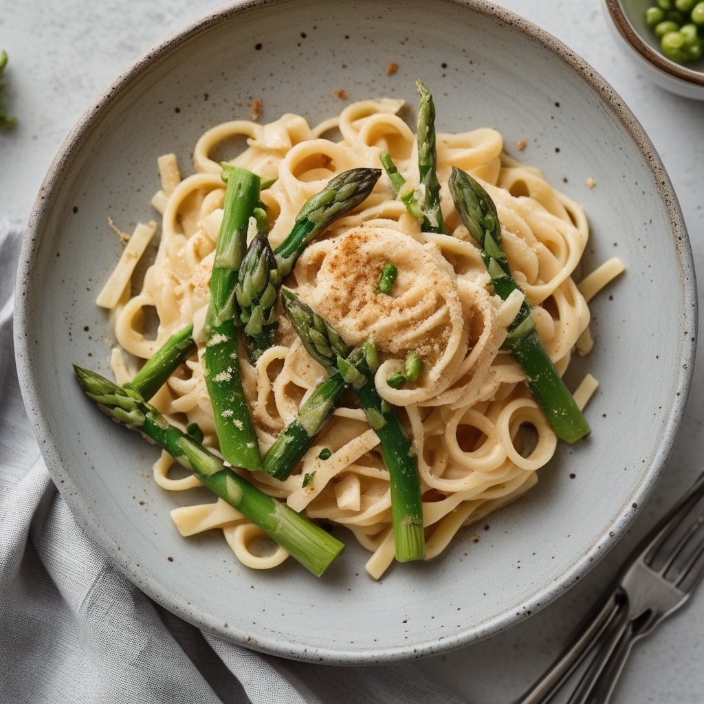 Asparagus carbonara pasta