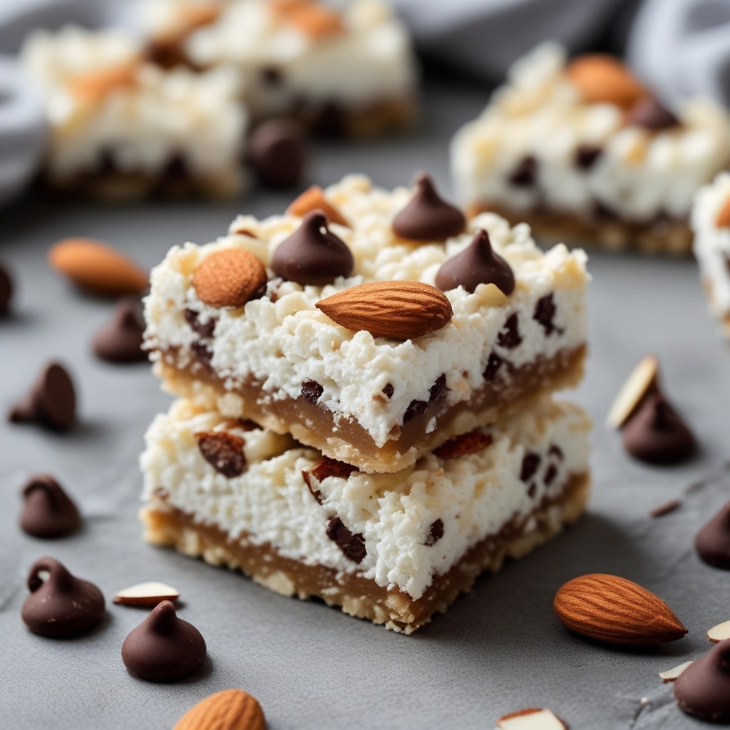 Chocolate Chip Almond Cottage Cheese Bars