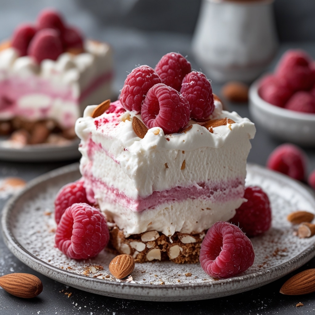 Raspberry Almond Fluff Dessert