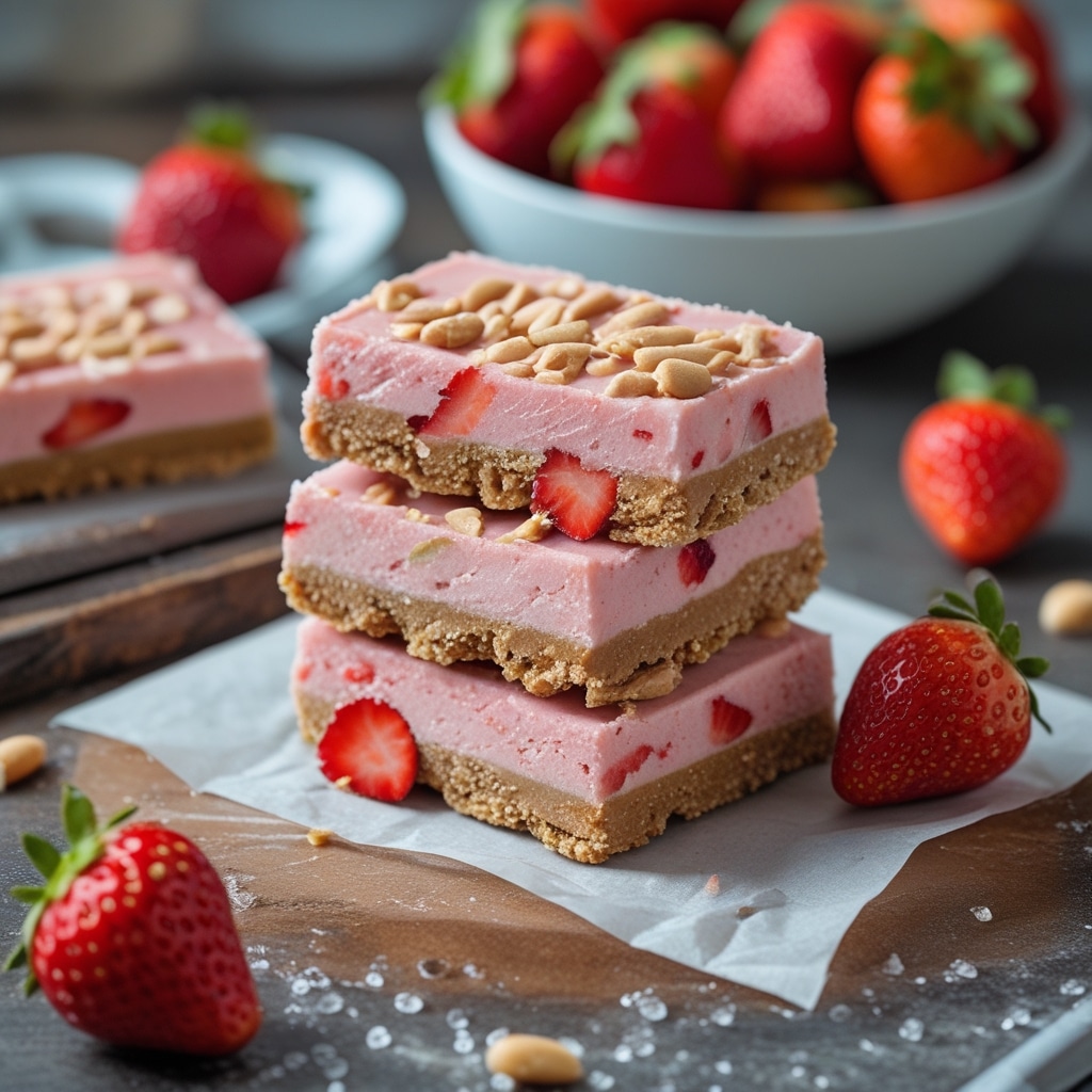 Frozen Strawberry Peanut Butter Protein Bars