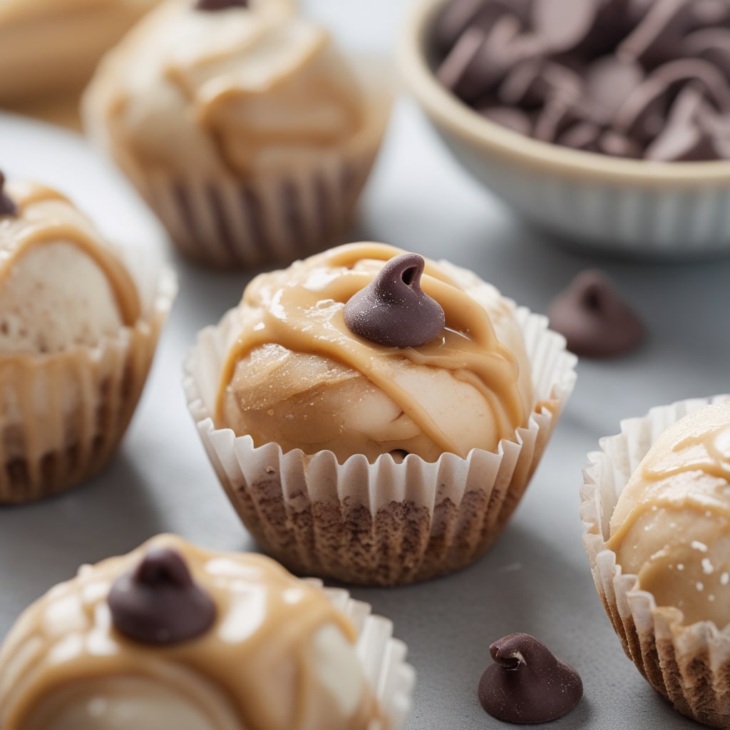 Frozen Greek Yogurt Peanut Butter Bites with Chocolate Chips