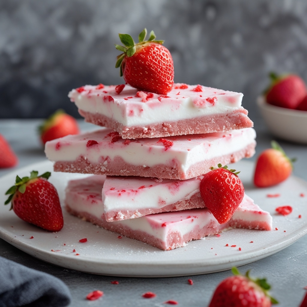 Keto Strawberry Frozen Yogurt Bark