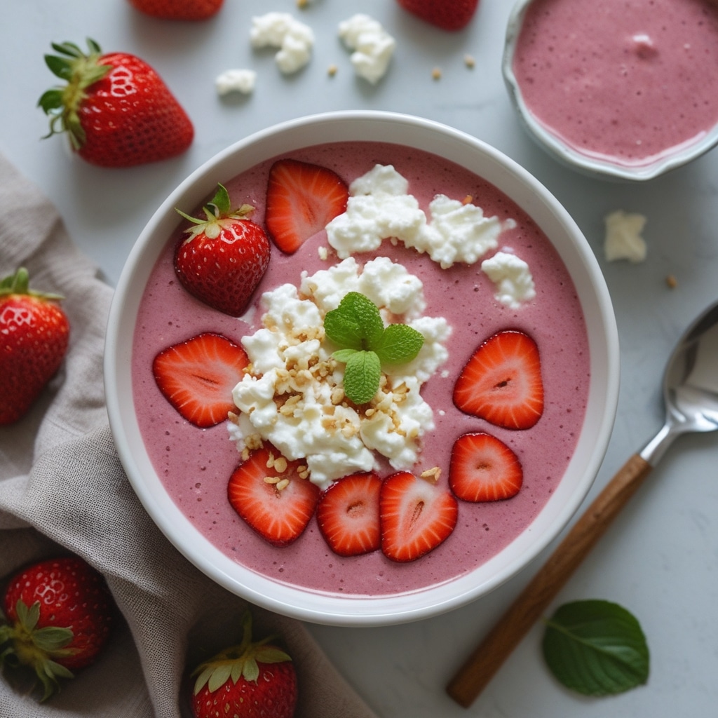 Strawberry Cottage Cheese Smoothie Bowl
