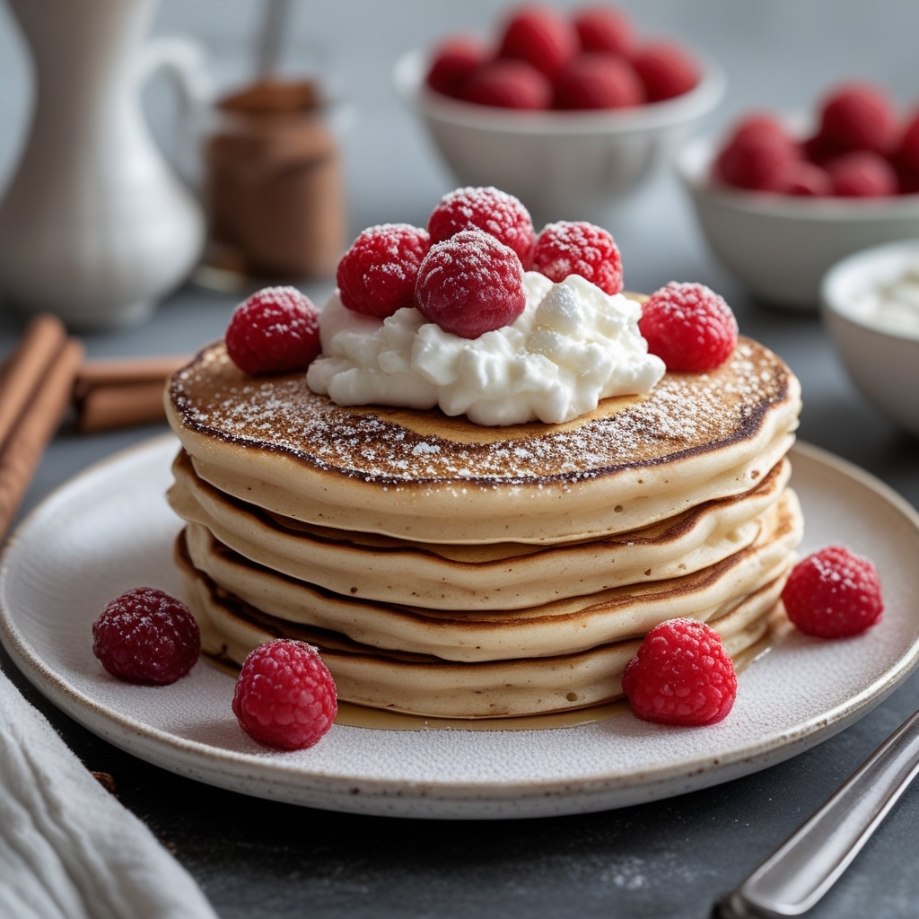 Cinnamon Roll Cottage Cheese Pancakes
