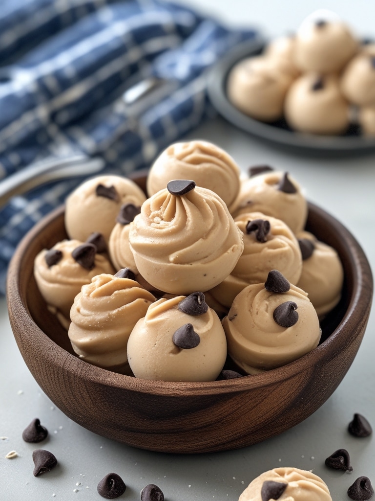 Frozen Greek Yogurt Peanut Butter Bites with Chocolate Chips