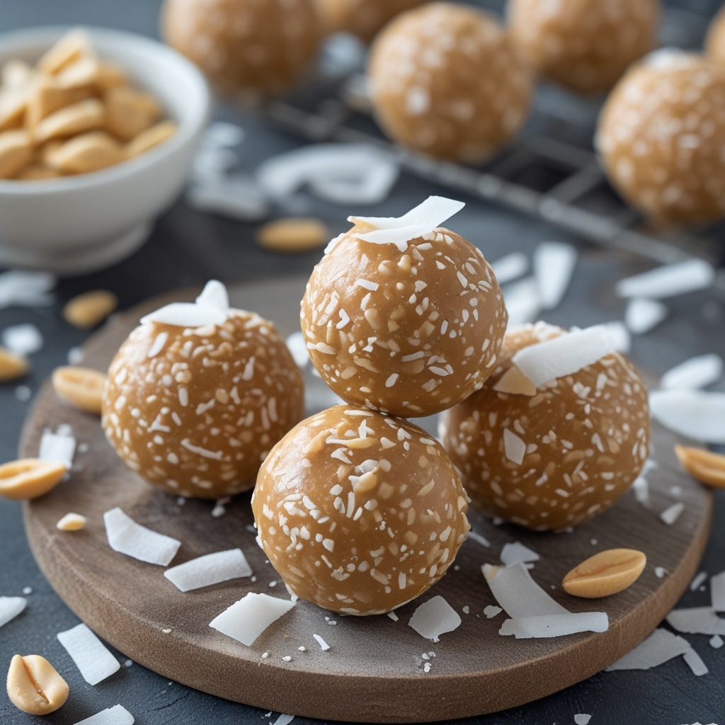 Peanut Butter Protein Balls with Coconut Flakes