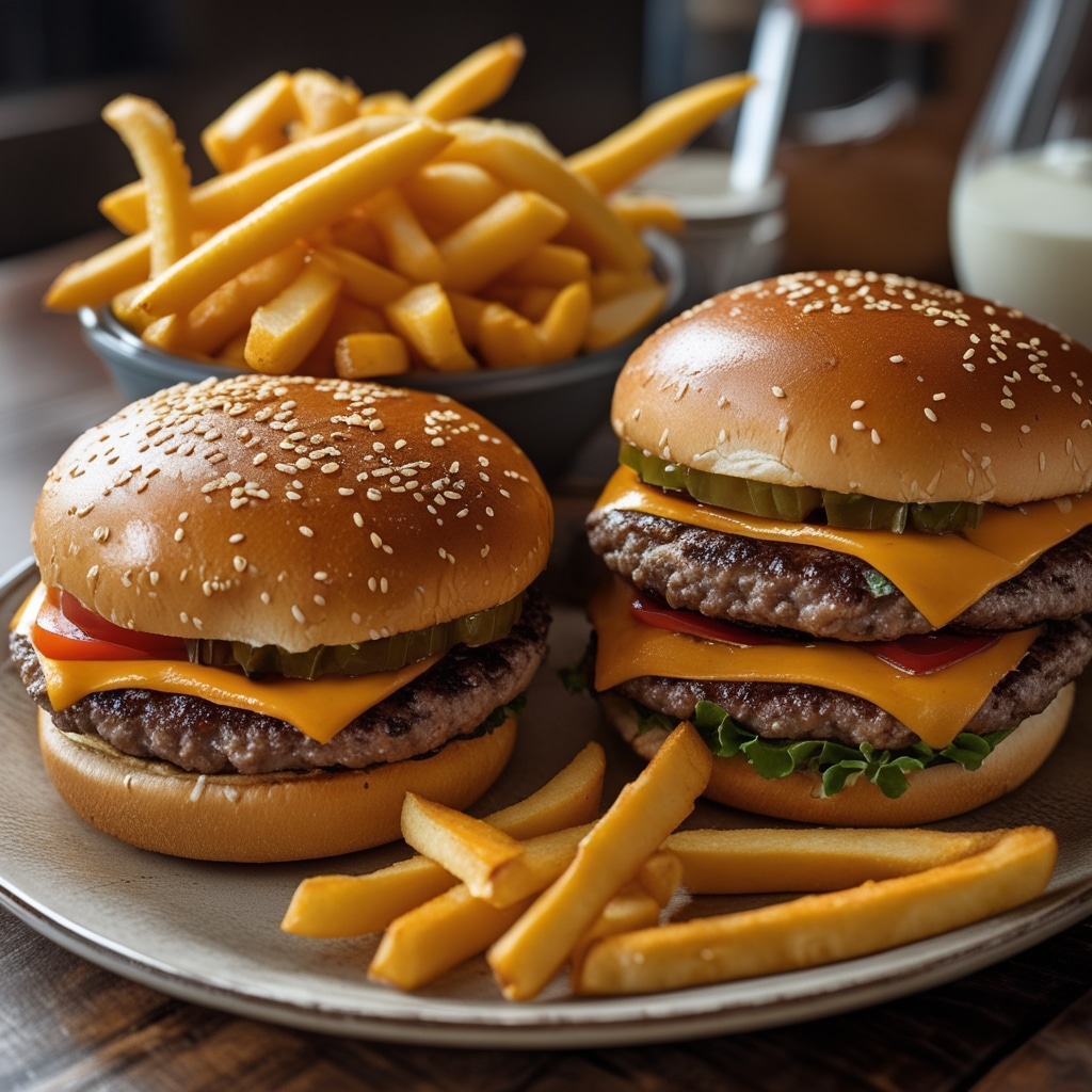 Double Cheeseburgers & Cheese Fries