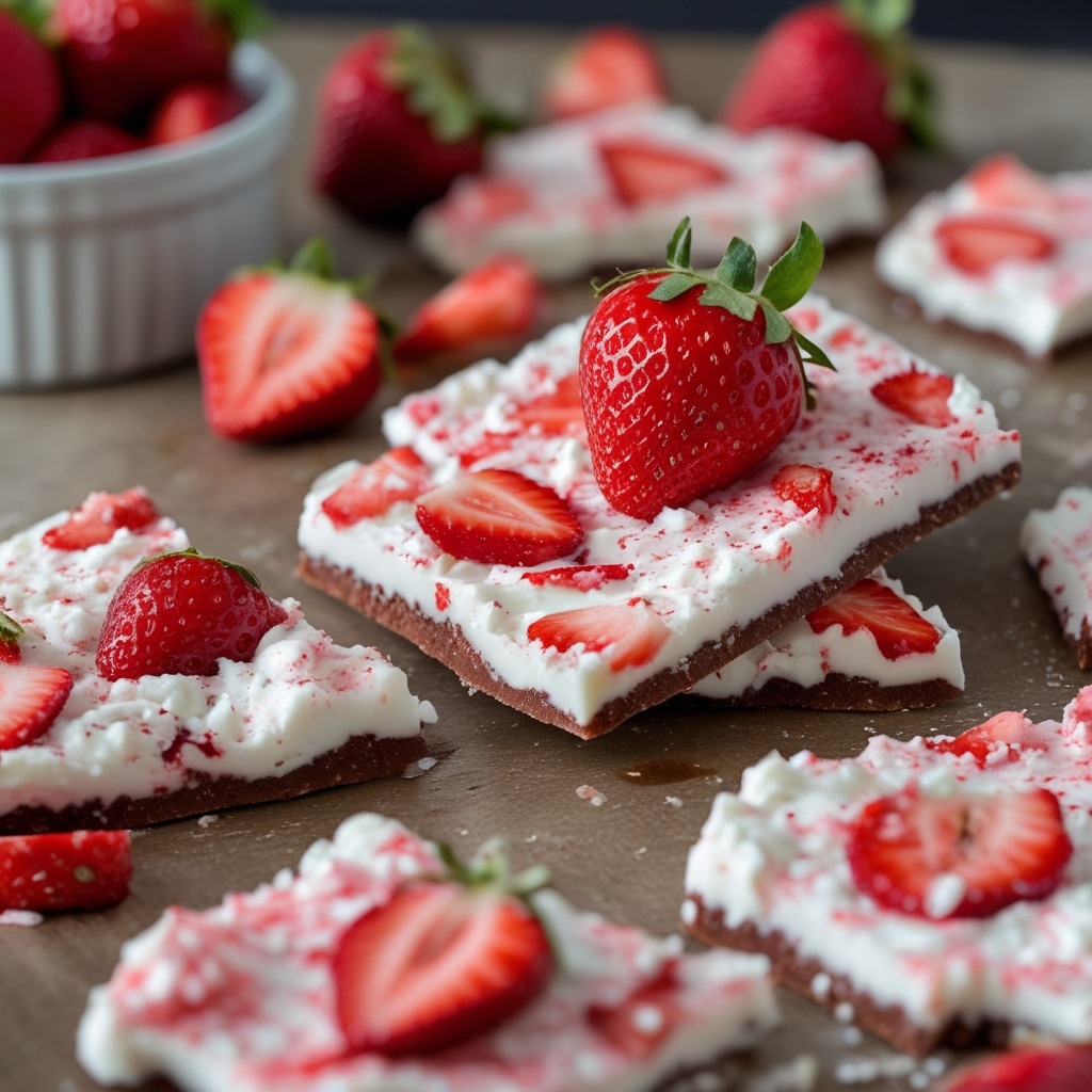 Strawberry Cottage Cheese Bark