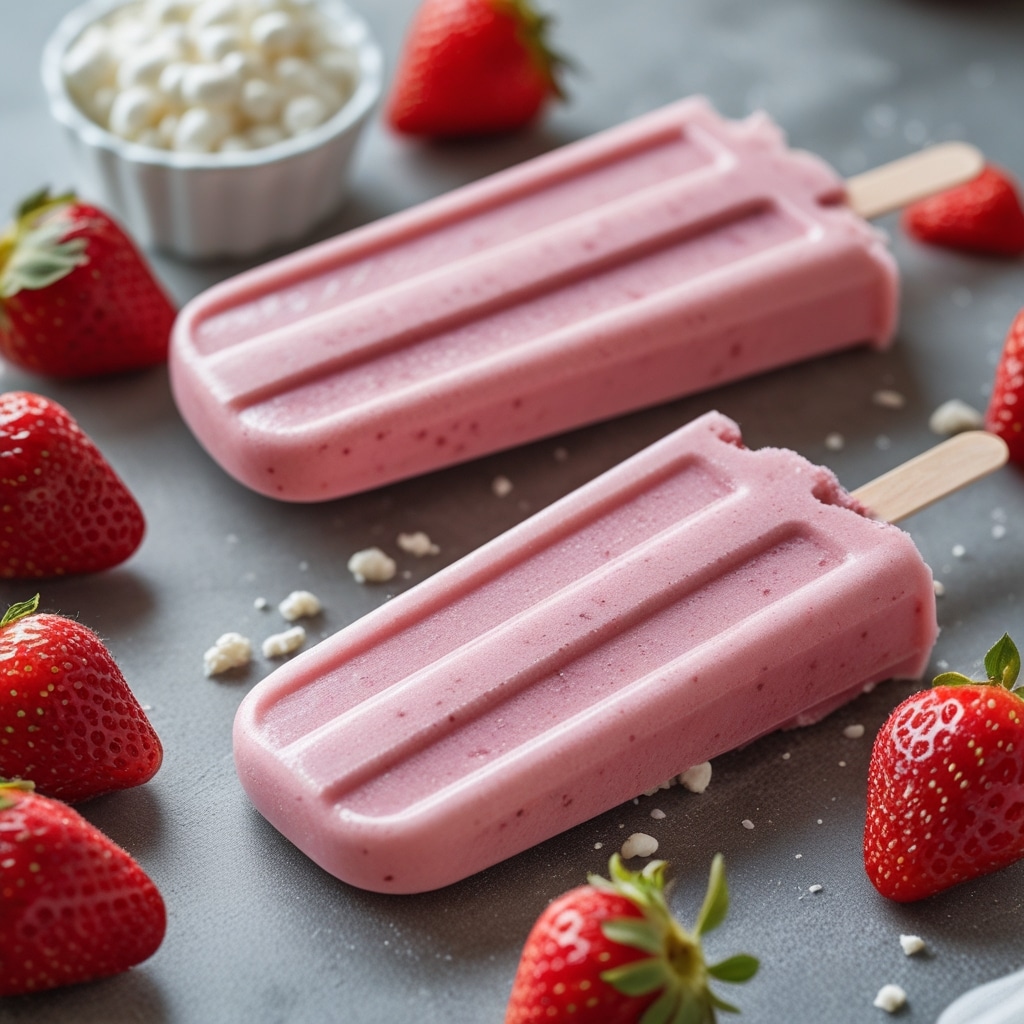 Strawberry Cottage Cheese Smoothie Pops
