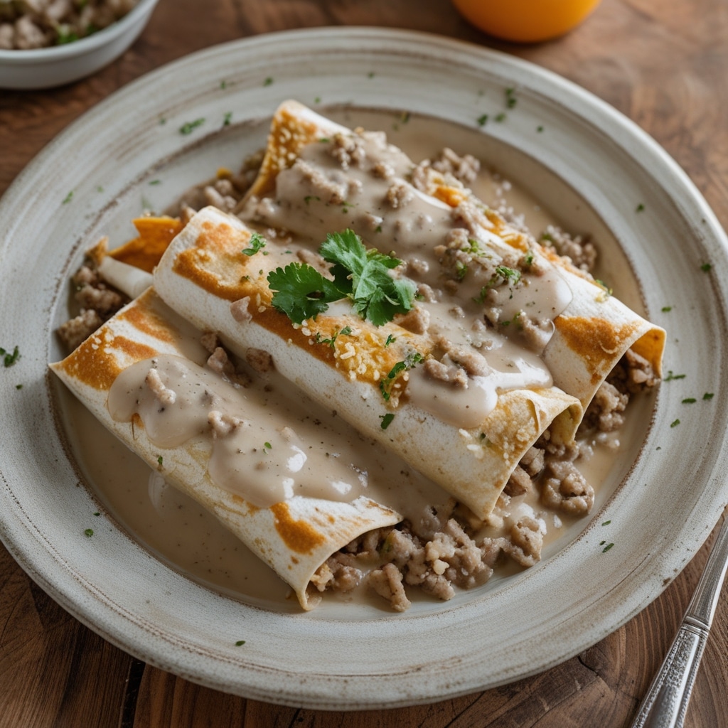 Southern Breakfast Enchiladas with Sausage Gravy