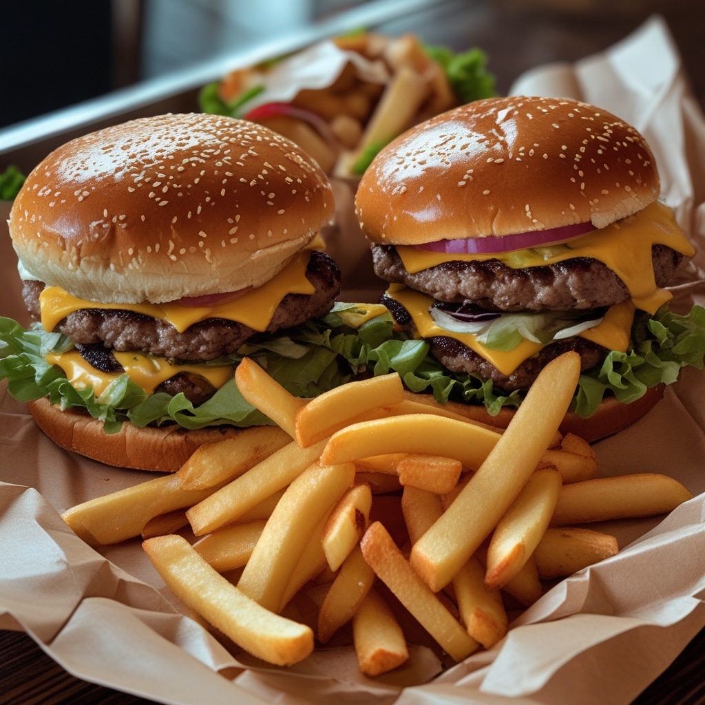 Double Cheeseburgers & Cheese Fries
