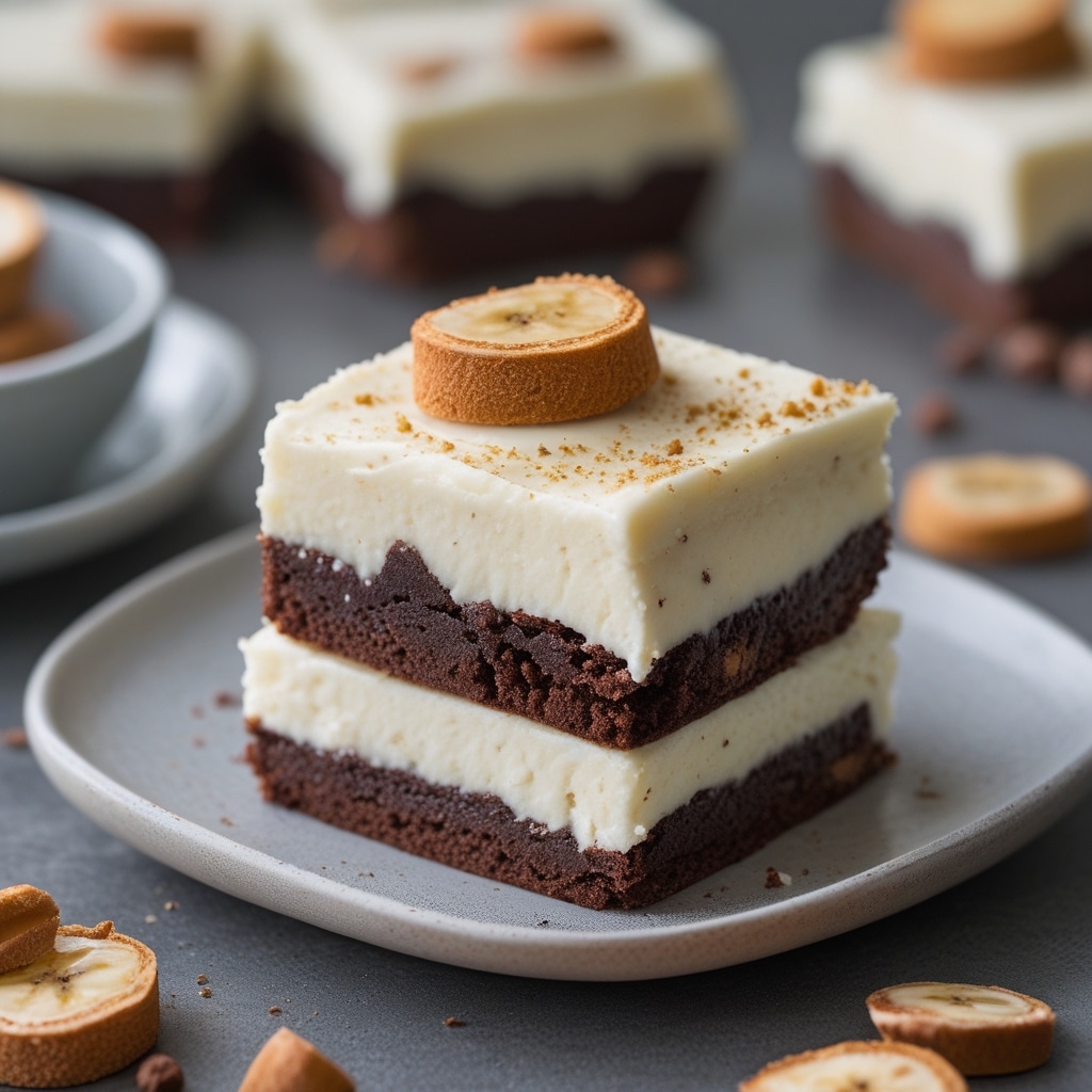 High Protein Banana Greek Yogurt Cheesecake Brownies