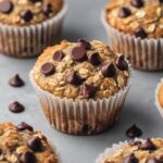 High Protein Banana Oat Greek Yogurt Muffins with Gooey Chocolate Chips